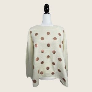 🆕 Brand New Ivory Mismash Pegun Oversized Thick Polka Dot Sweater M
